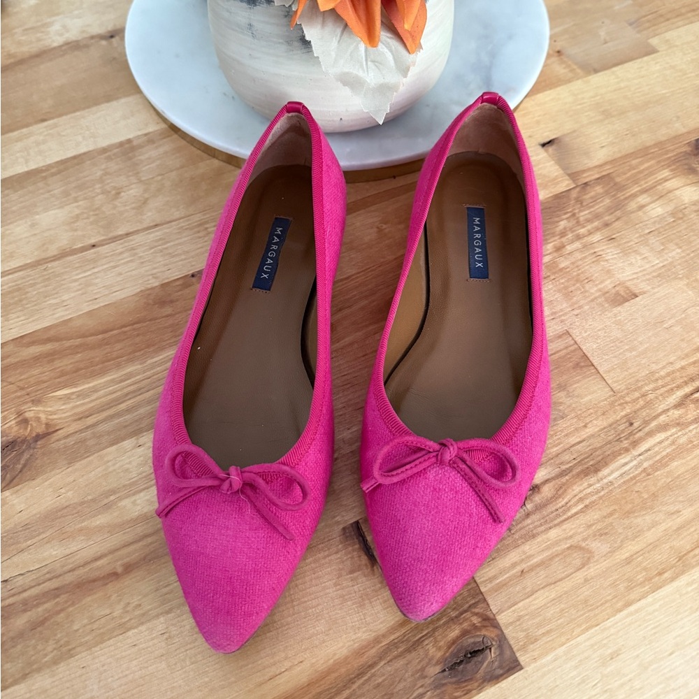 Margaux Pink Flats with Bow Detail